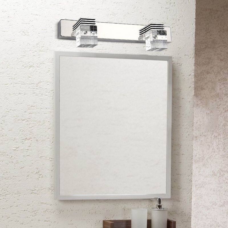 Leigh Modern Square Crystal Vanity Wall Lamp, Bedroom/Bathroom