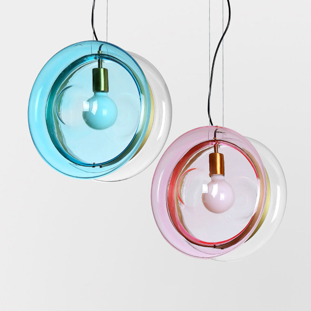 Hailie Art Round Glass Pendant Light, Metal&Glass, 6 Color