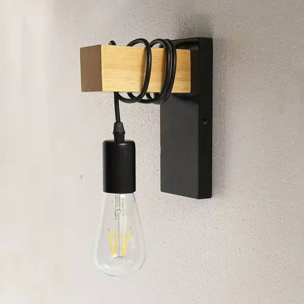 Alessio Wall Lamp Bulb Industrial, Metal, Black/White, Living Room