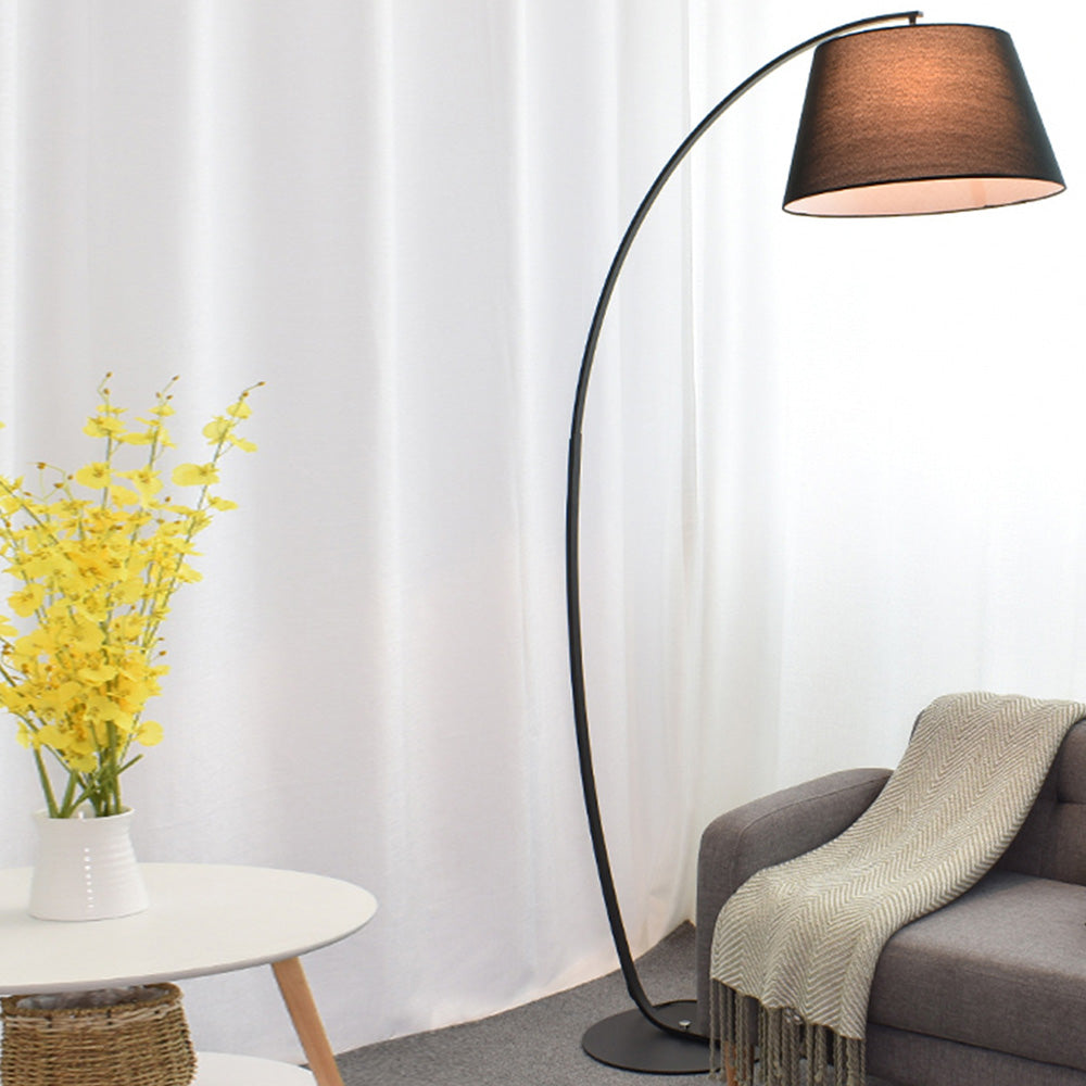 Salgado Modern Arc Fabric/Metal Floor Lamp, Bedroom/Living Room