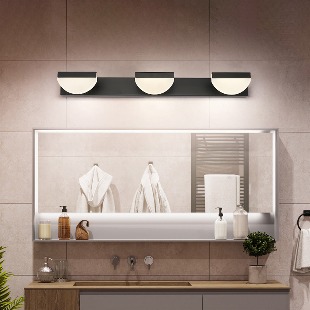 Leigh Modern Semicircle Mirror Front Vanity Wall Lamp, White/Black