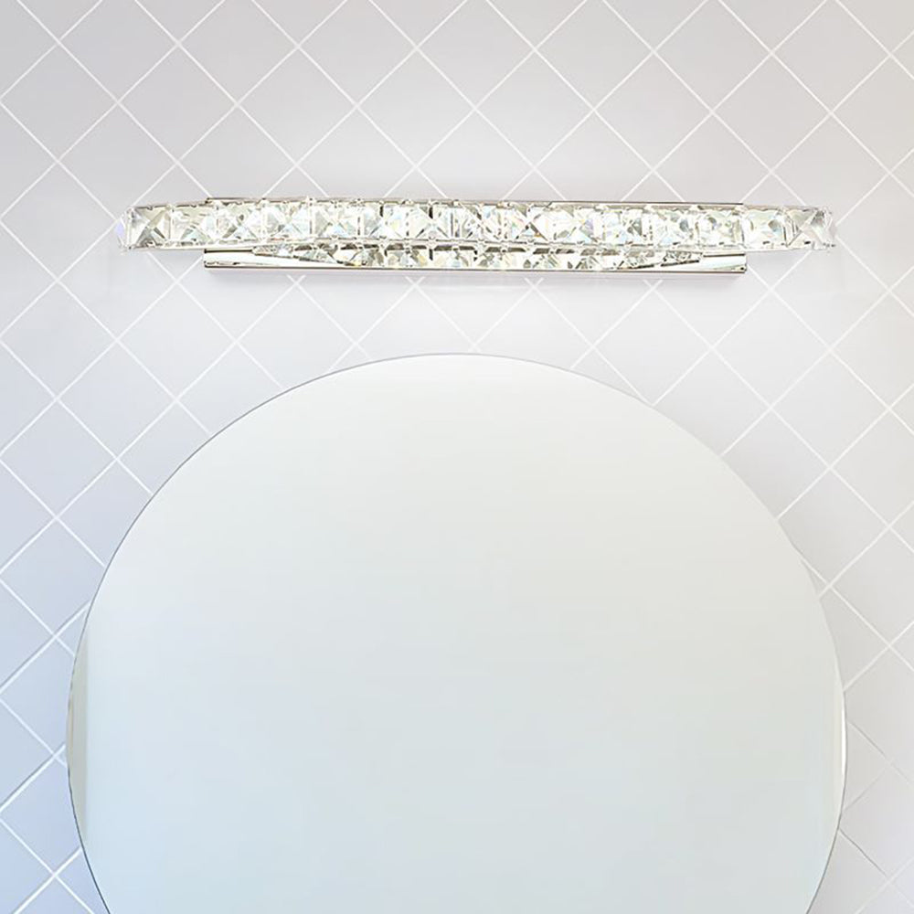 Kristy Luxury Decorative Crystal/Metal Wall Lamp, Silver, Bathroom