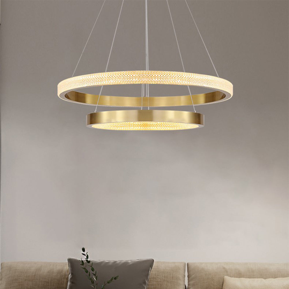 Kirsten Modern Ring Metal/Arcylic LED Pendant Light, Black/Gold