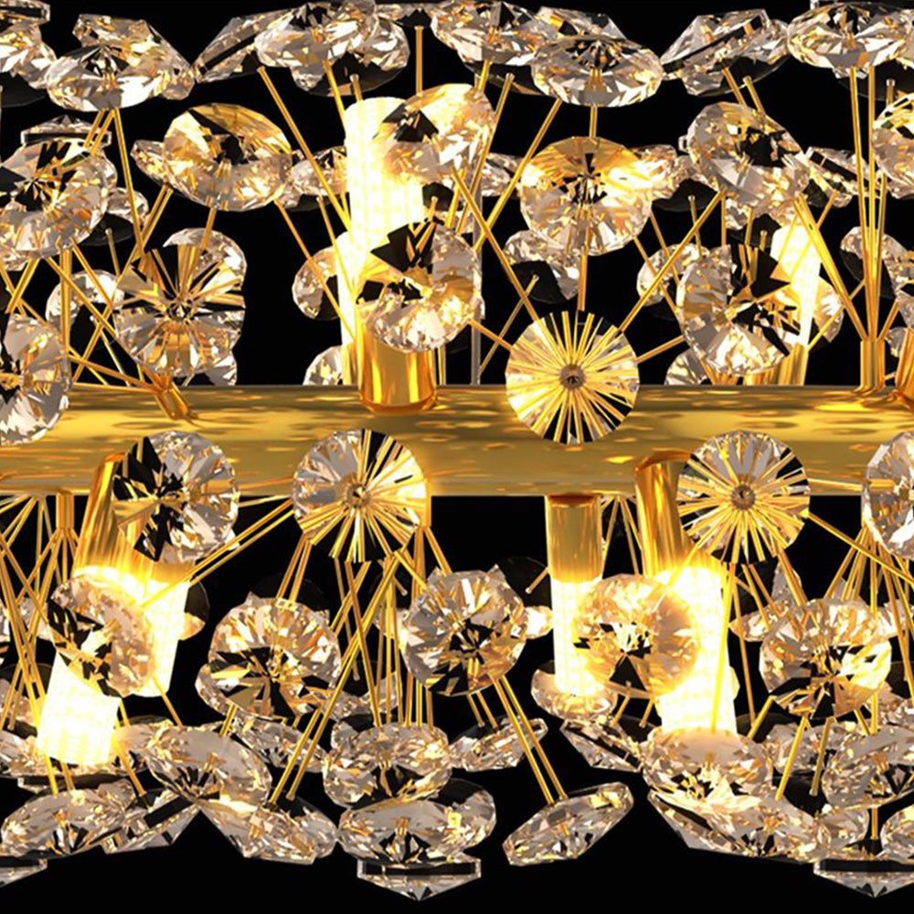 Lili Luxury Lineal/Flower Chandelier, Gold, Metal/Crystal