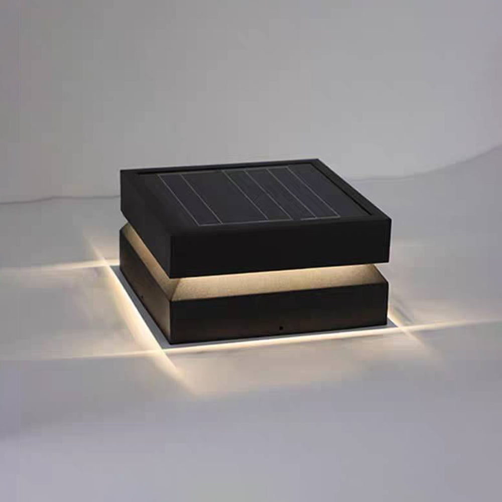 Riley Modern Concave Metal Black Outdoor Lamps, Solar