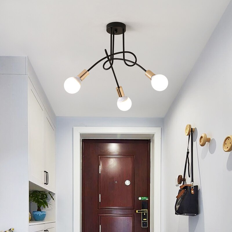 Valentina Modern Linear Curve Metal Ceiling Light, Dining Room/Living Room