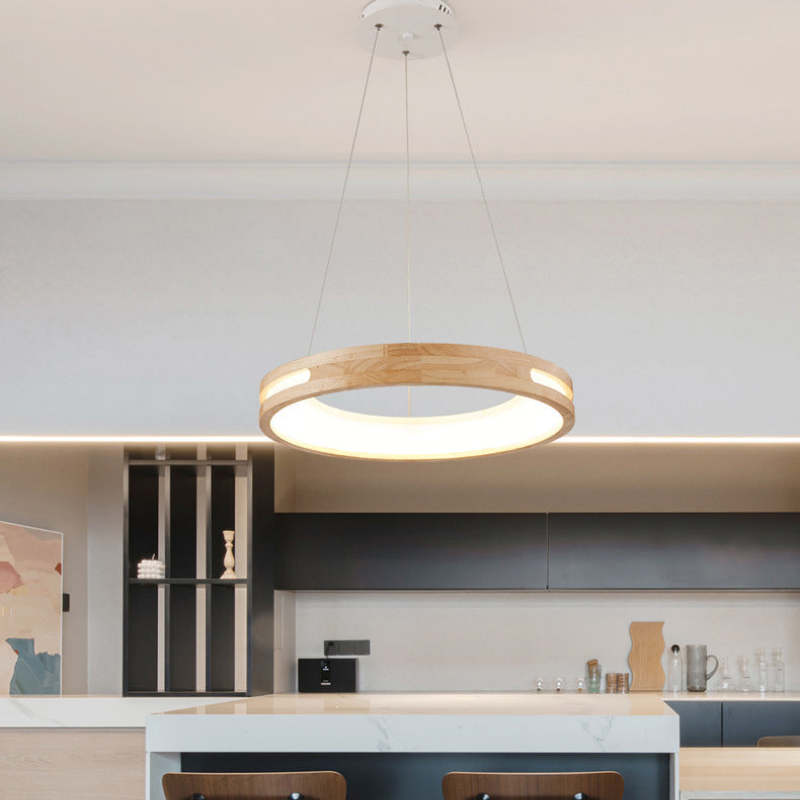 Ozawa Modern Ring Wood Pendant Light