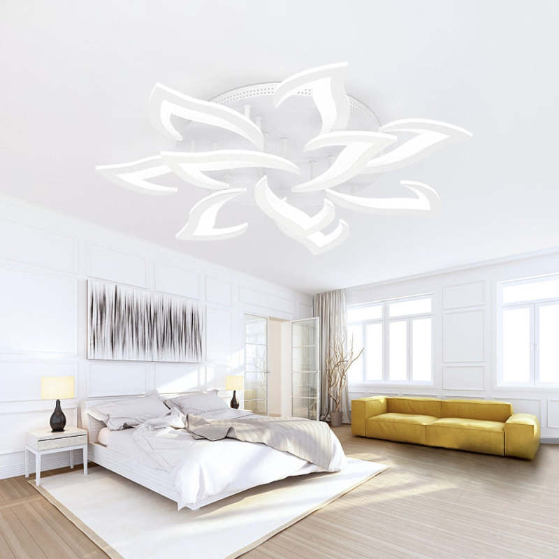 Hana Elegant Flower Flush Mount Ceiling Light, White/Black