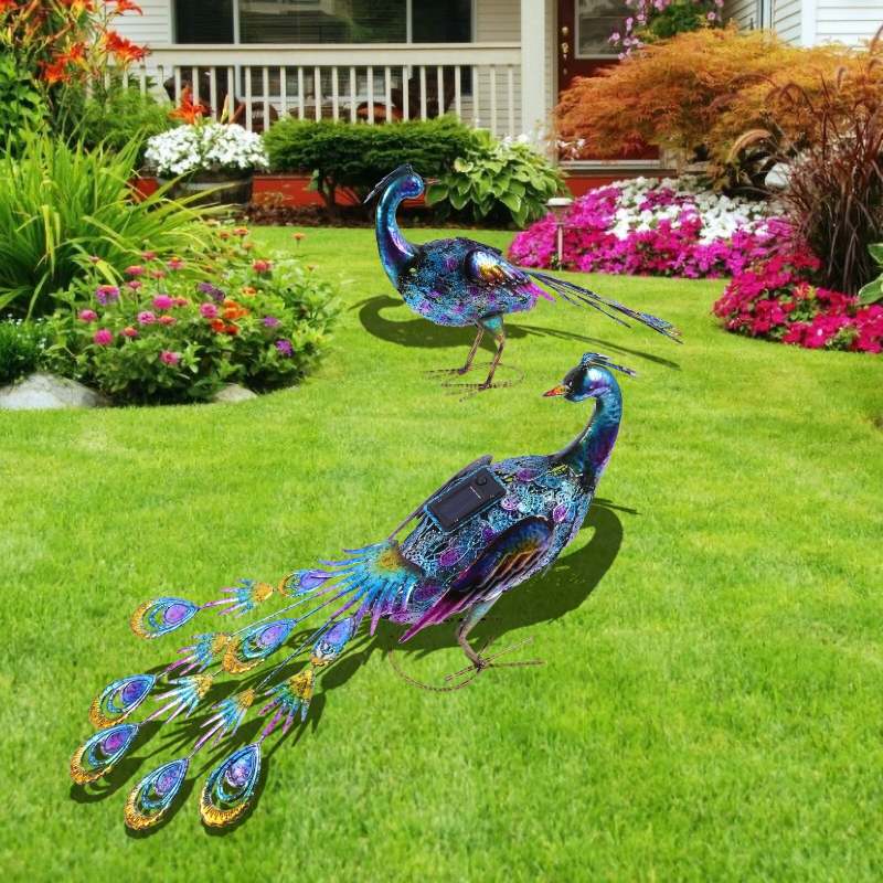 LED Solar Light Peacock Lawn Lamps Yard Art Garden Solar Light