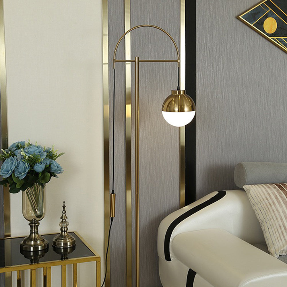 Valentina Modern Arch Glass/Metal Floor Lamp, Gold