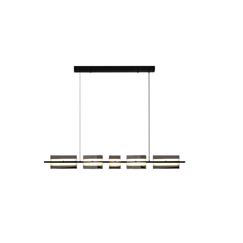 Evette Modern Nordic Linear Copper/Glass Pendant Light, Brass/Black