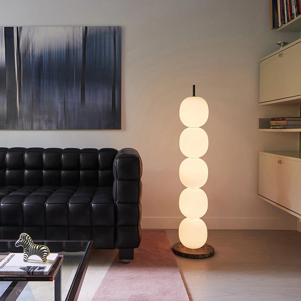 Valentina Modern Lantern Glass Floor Lamp, White, Living Room