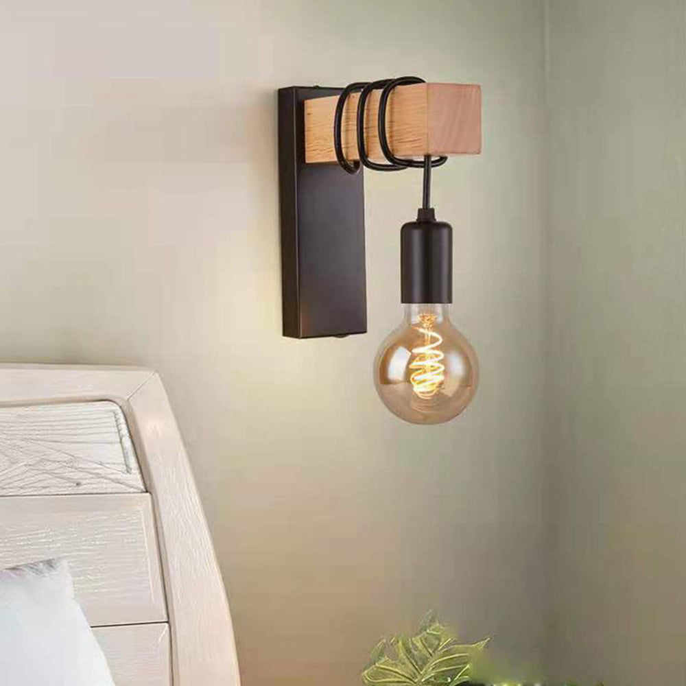 Alessio Wall Lamp Bulb Industrial, Metal, Black/White, Living Room