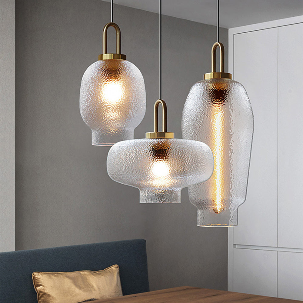 Hailie Minimalist Blown Frosted Clear Glass Pendant Light