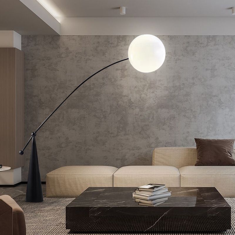 Valentina Floor Lamp Arc/Bubble Modern/Unique, Frosted Glass, White, Bedroom