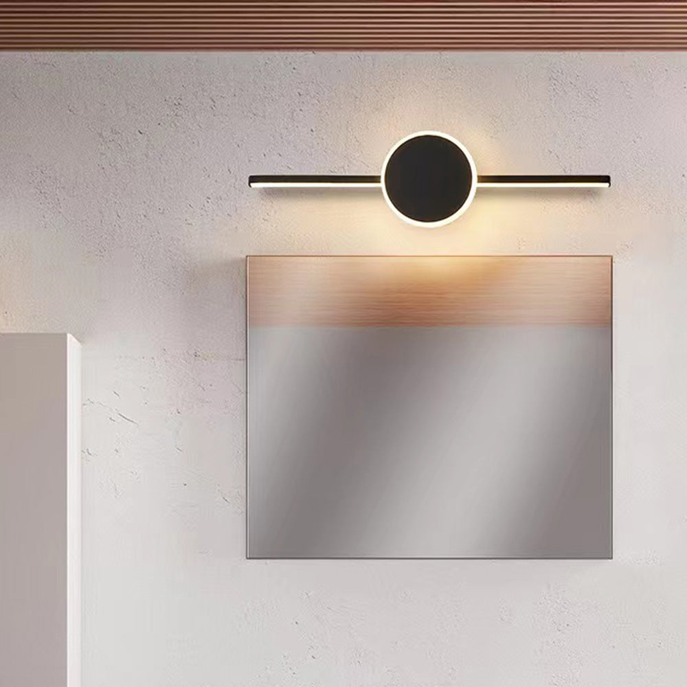 Edge Modern Rectangular/Round Mirror Front Wall Lamp, White/Black