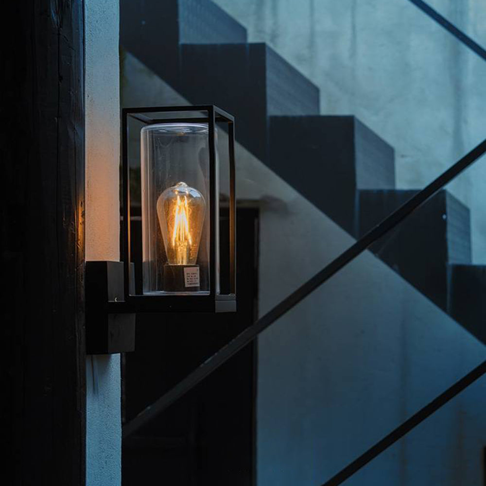 Alessio Modern Rectangular Metal Outdoor Wall Lamp, Black