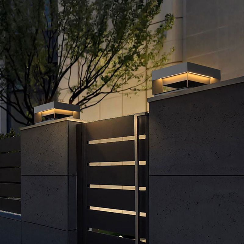 Riley Post Modern Solar Square Metal LED Outdoor Light