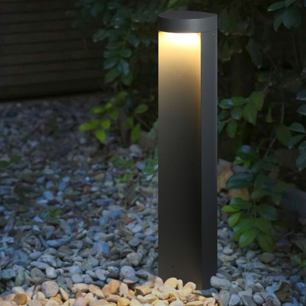 Pena Modern Metal Cylindrical Outdoor Path Light, Black