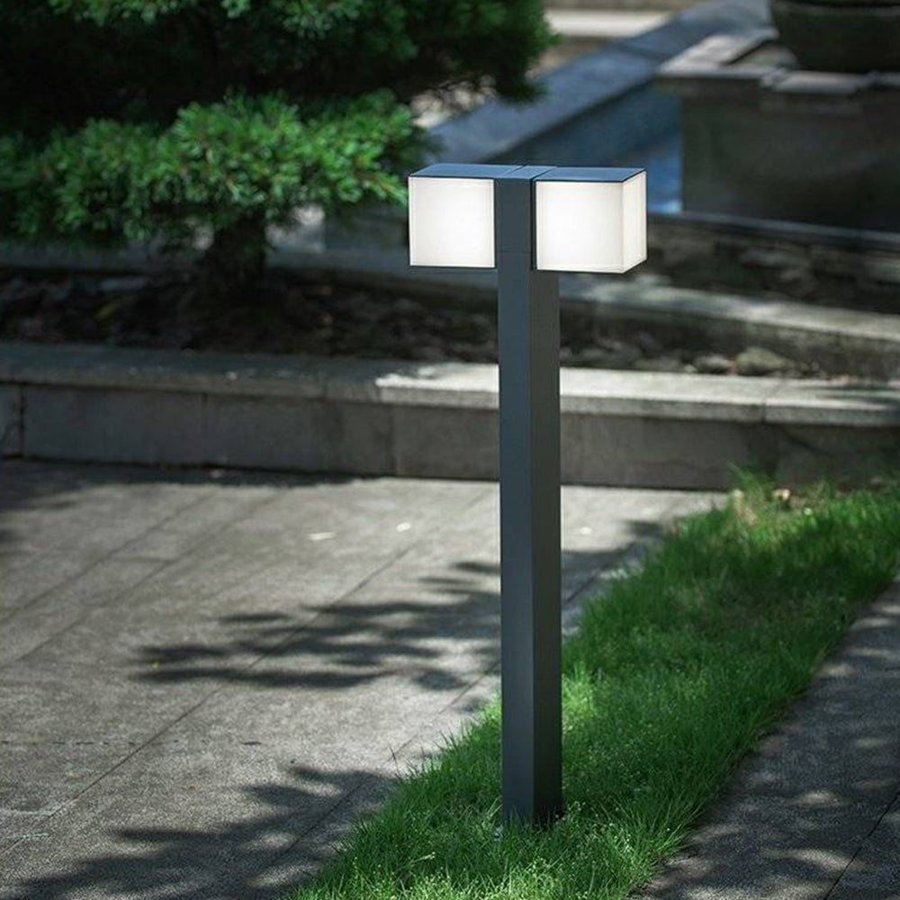 Pena Metal Rotatable Double Lamp Head Outdoor Path Light, Black