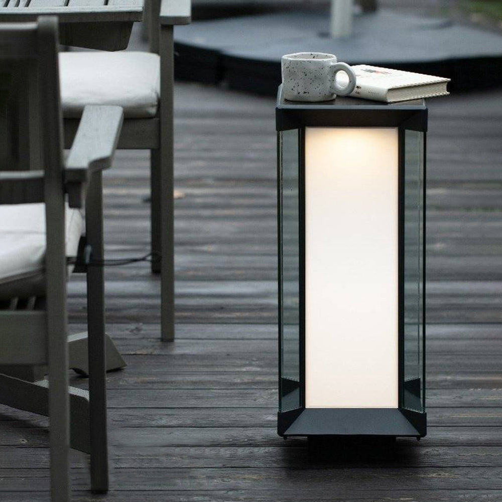 Orr Cuboid Solar RGB Metal&Glass Outdoor Floor Lamp, Black