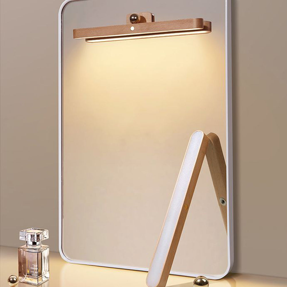 Ozawa Retro Oval Wood/Acrylic/Metal Wall Lamp, Front Mirror Vanity
