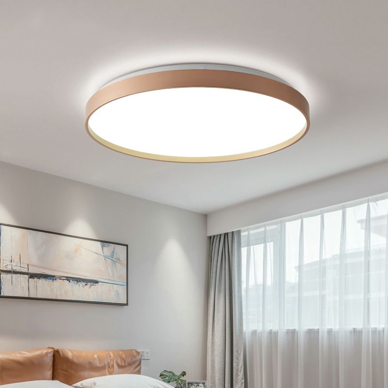 Quinn Minimalist Round Metal/Acrylic Flush Mount Ceiling Light, White/Coffee/Grey/Gold