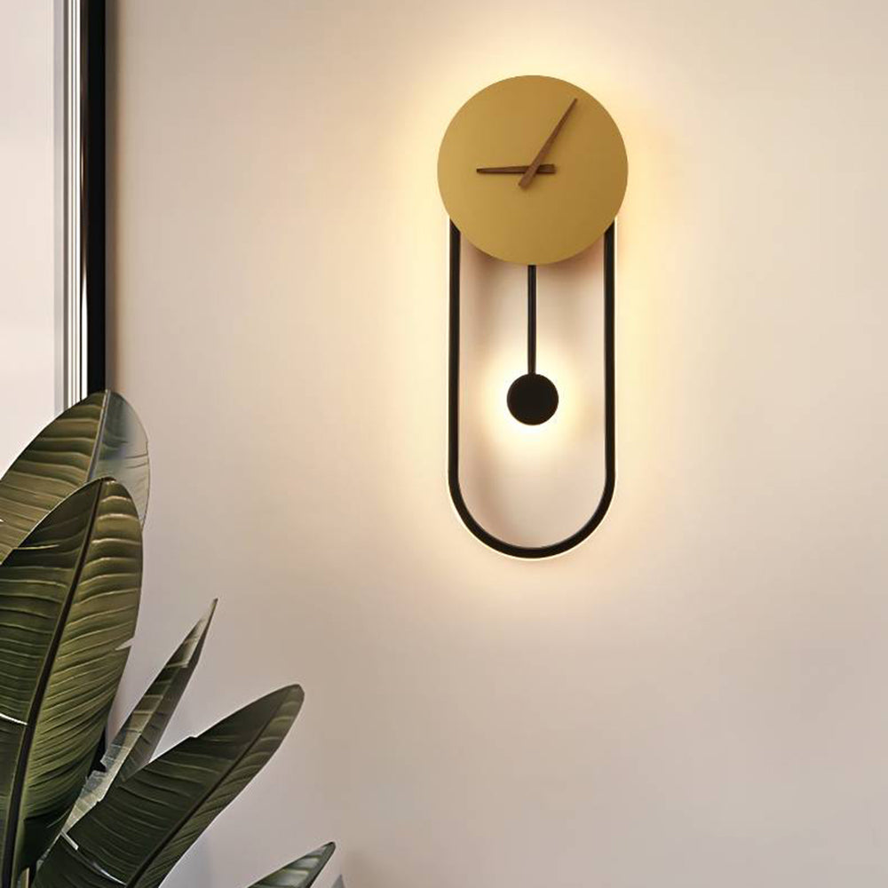 Nielsen Nordic Clock Wall Lamp, Gold & Black