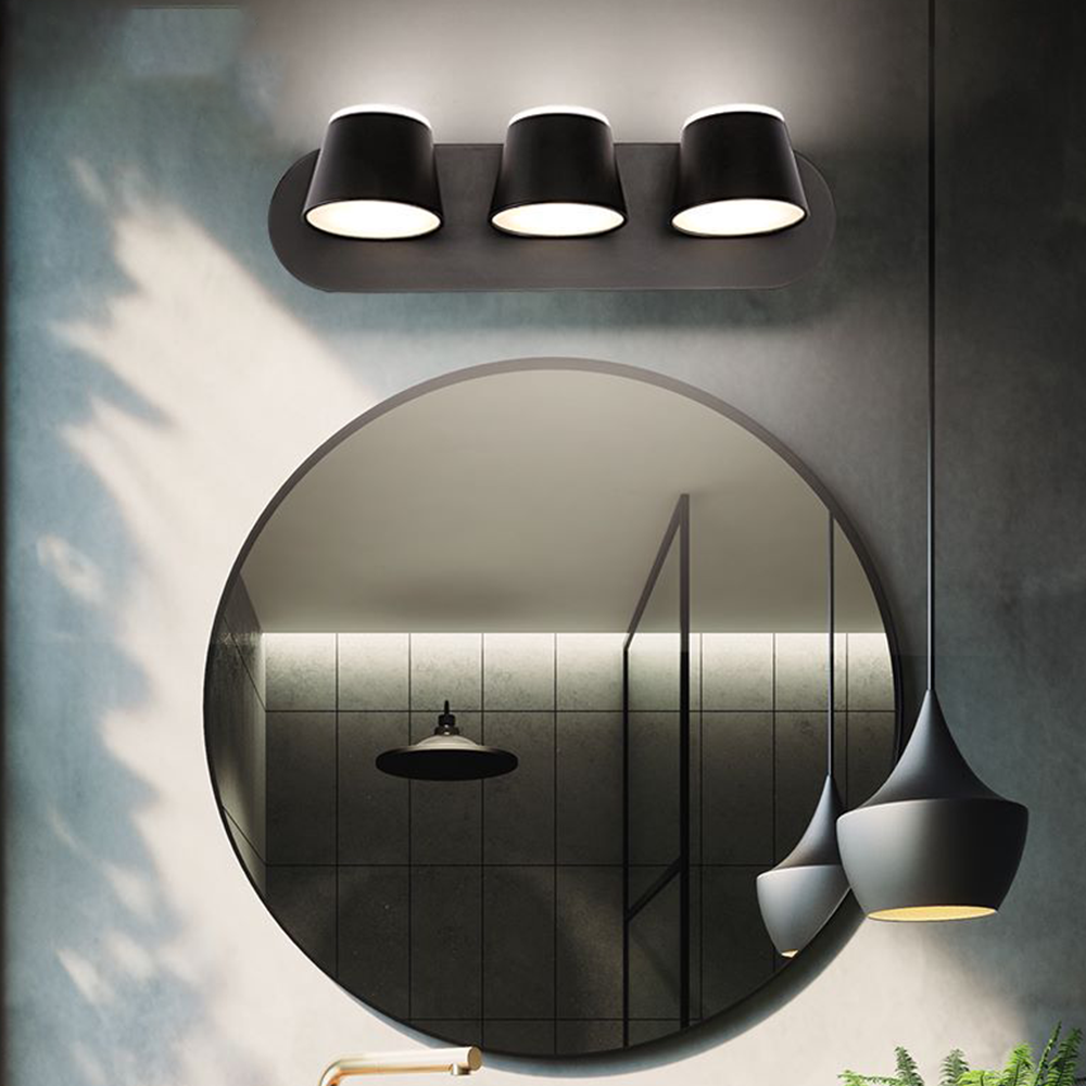 Cooley Modern Cylindrical Metal Mirror Front Wall Lamp, Black
