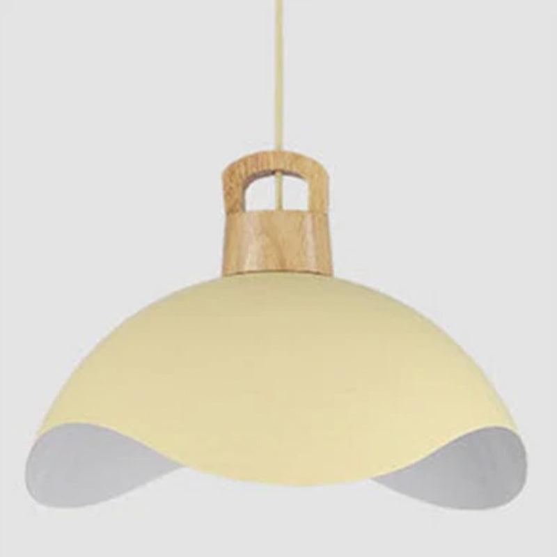 Morandi Colorful Shade Single Pendant Lights, Wood & Metal