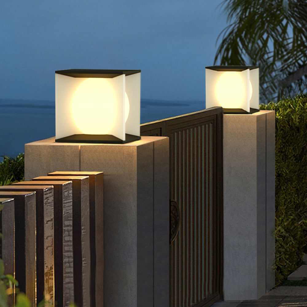 Elif Modern Moon Metal Outdoor Pier-Mount Pillar Light