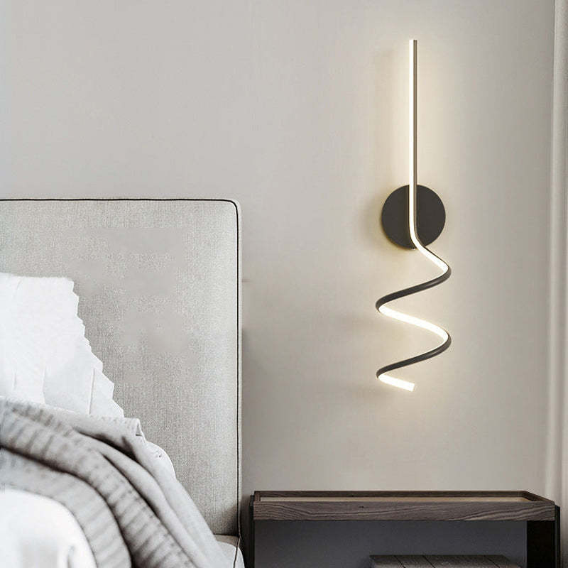 Louise Modern LED Art Interior Wall Light Spiral, Black & White