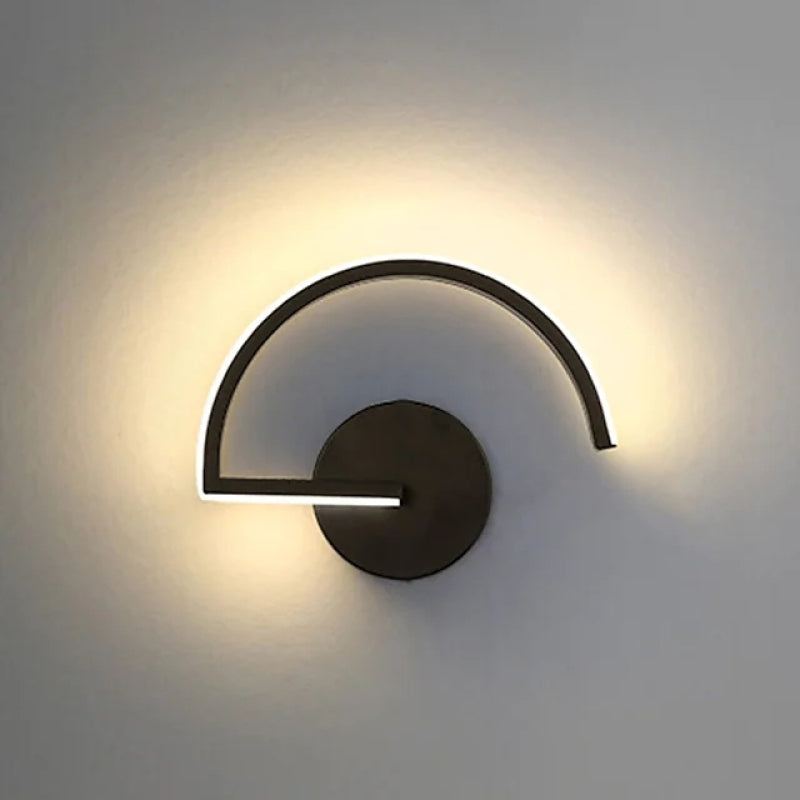 Lacey Minimalist Linear Semicircular Metal Decor Wall Lamp, Black/White