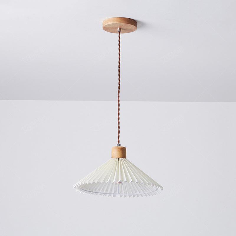 Ozawa Pendant Light Umbrella Shape Art, Wood, White, Bedroom