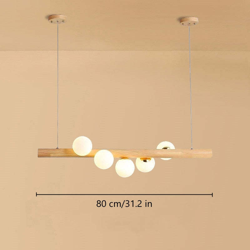 Valentina Glass Bubble Pendant Light Wood/Walnut