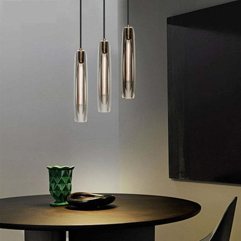 Sana Brass Designer LED Glass Pendant Lamp