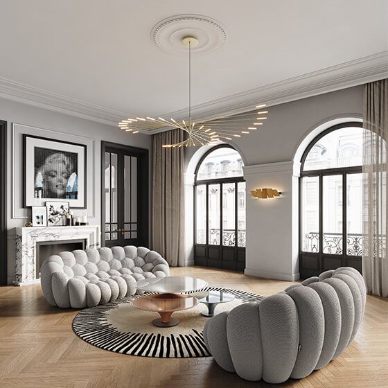 Black gold grey 2024 living room