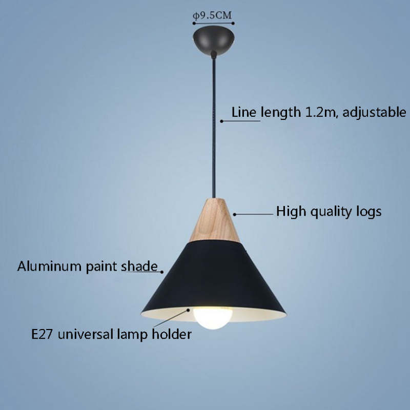 Morandi Multi-Shaped Wood And Metal Pendant Light, 6 Colors