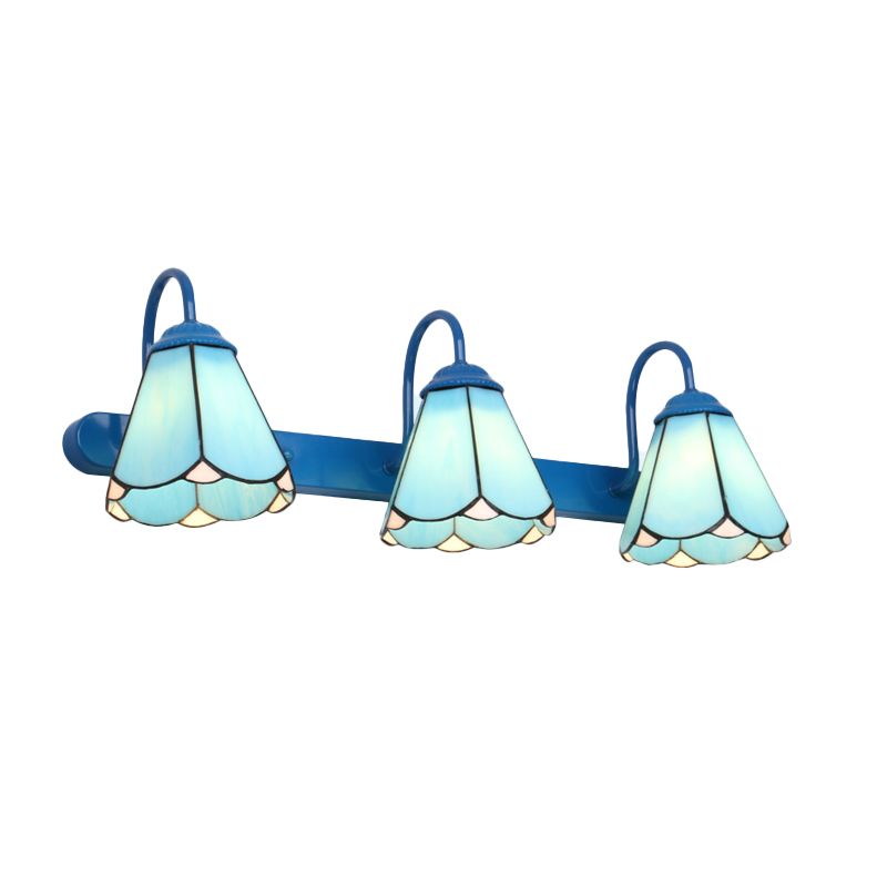 Baxter Vintage Flower Shaped Metal&Glass Bedroom Wall Lamps, Black/White/Blue