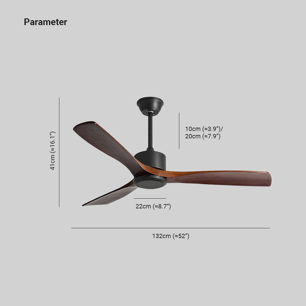 Haydn 3-Blade Black & Red Ceiling Fans, DIA 52''