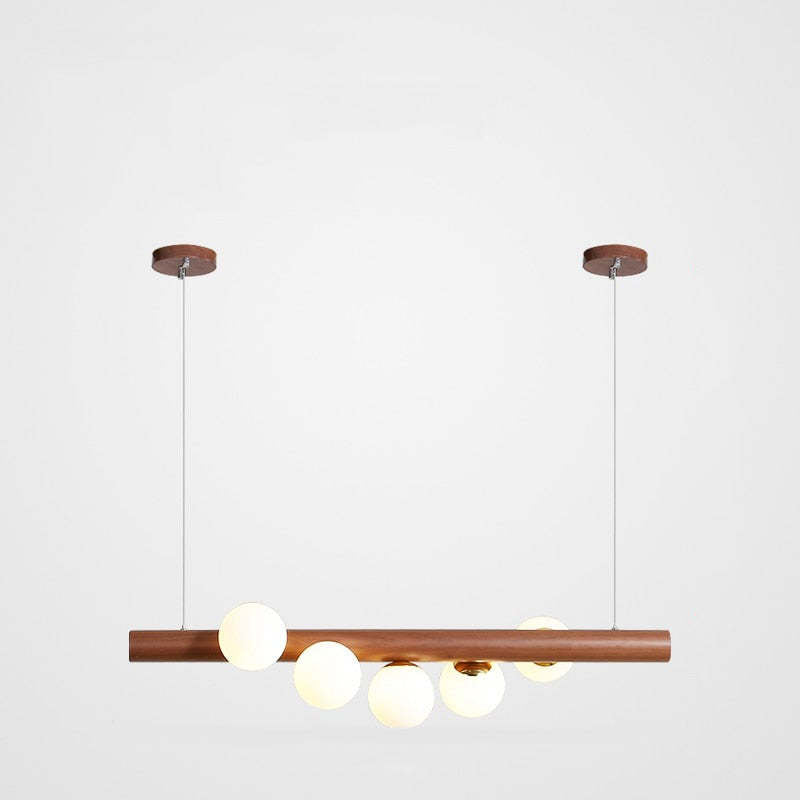 Valentina Glass Bubble Pendant Light Wood/Walnut