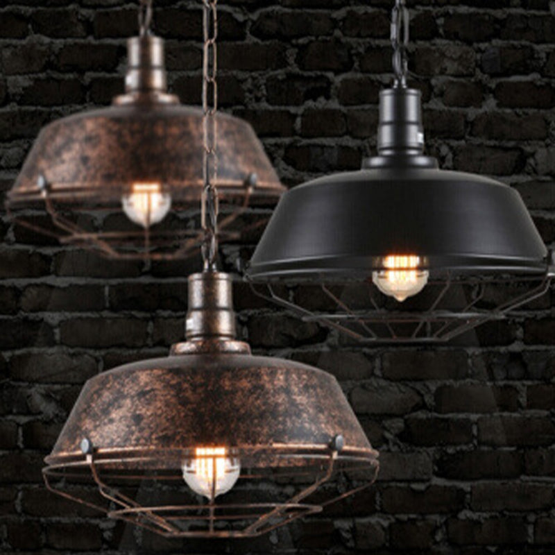 Alessio Rustic Black Industrial Pendant Light Shade, Outdoor/Indoor