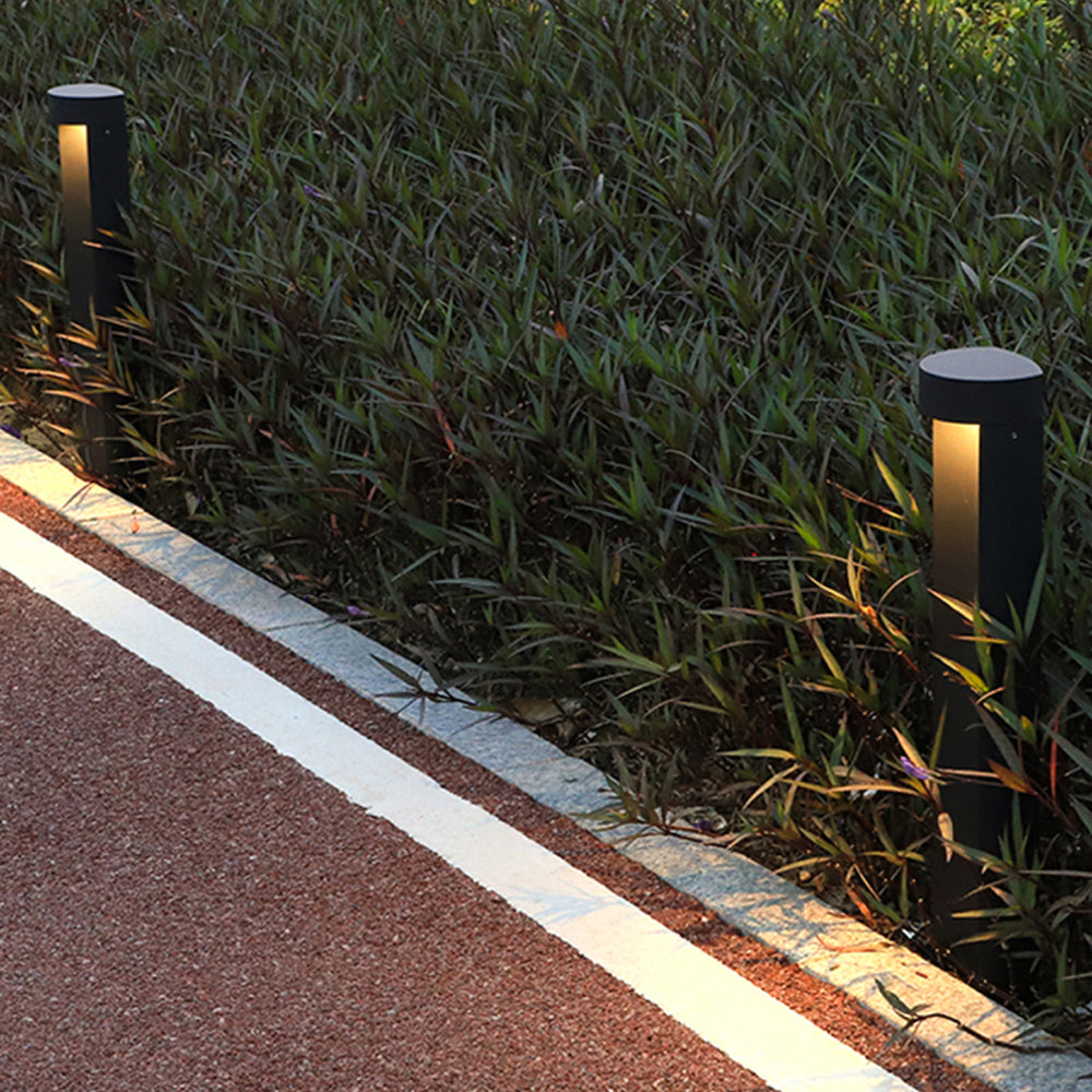 Pena Modern Metal Cylindrical Outdoor Path Light, Black