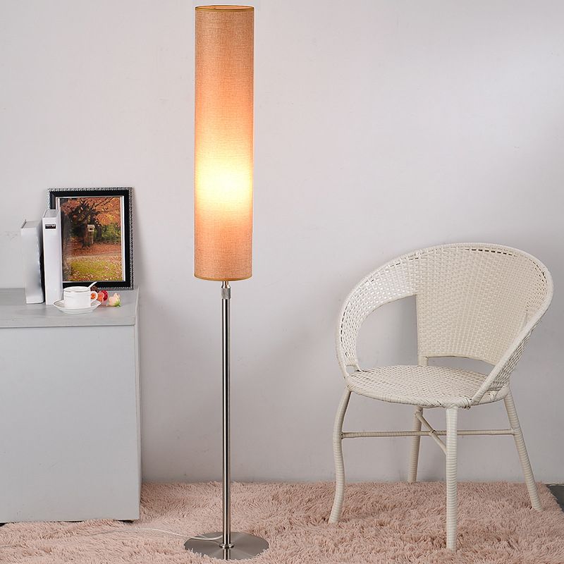Renée Modern Cylinder Fabric Metal Floor Lamp, White/Red/Brown/Coffee