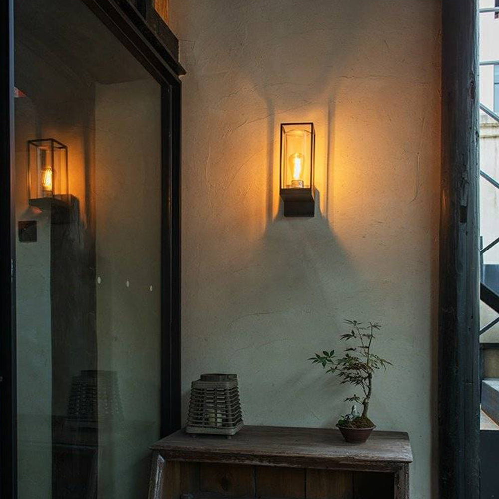 Alessio Modern Rectangular Metal Outdoor Wall Lamp, Black