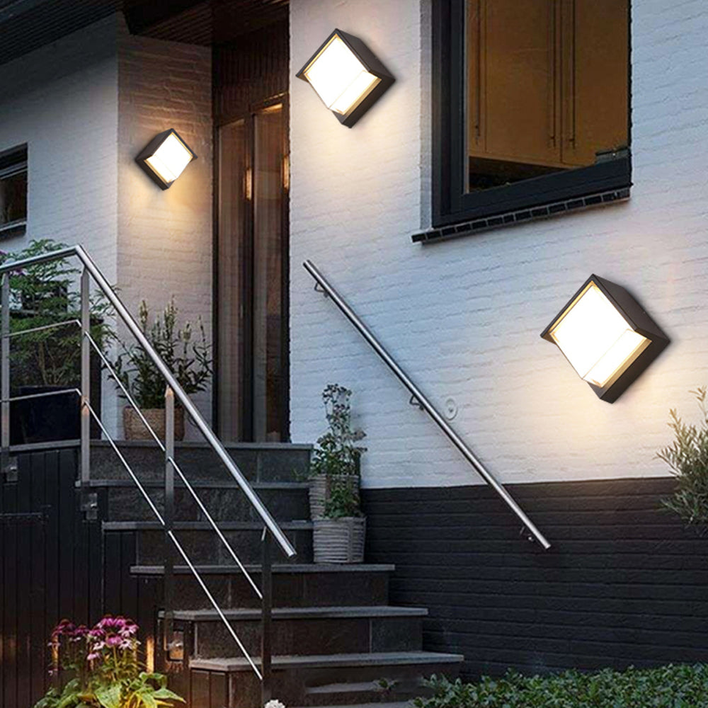Orr Modern Square Metal Outdoor Wall Lamp, Black/White