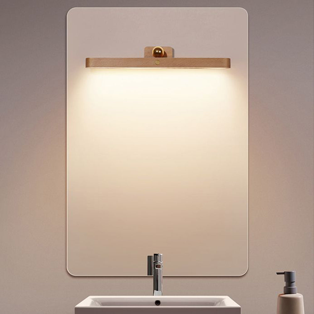 Ozawa Retro Oval Wood/Acrylic/Metal Wall Lamp, Front Mirror Vanity