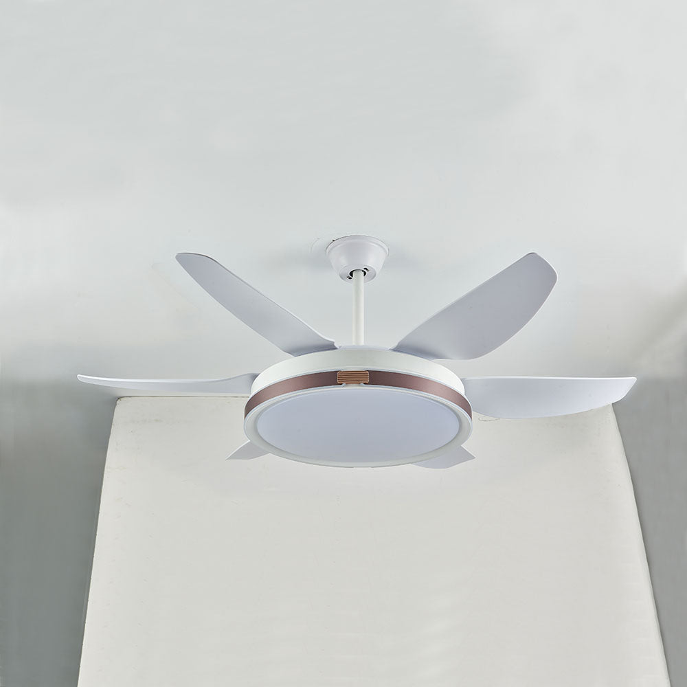 Haydn Modern 6-Blade DC Ceiling Fan with Light, White, 51''