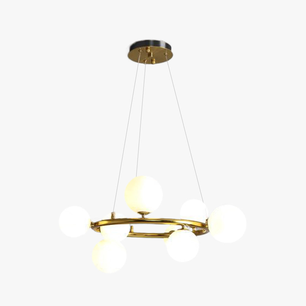 Valentina Modern Glass Globe Ring Chandelier, Gold/Black