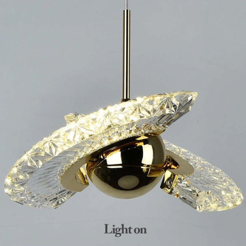 Kristy Nordic Luxury Fan Metal/Acrylic Pendant Light, Gold